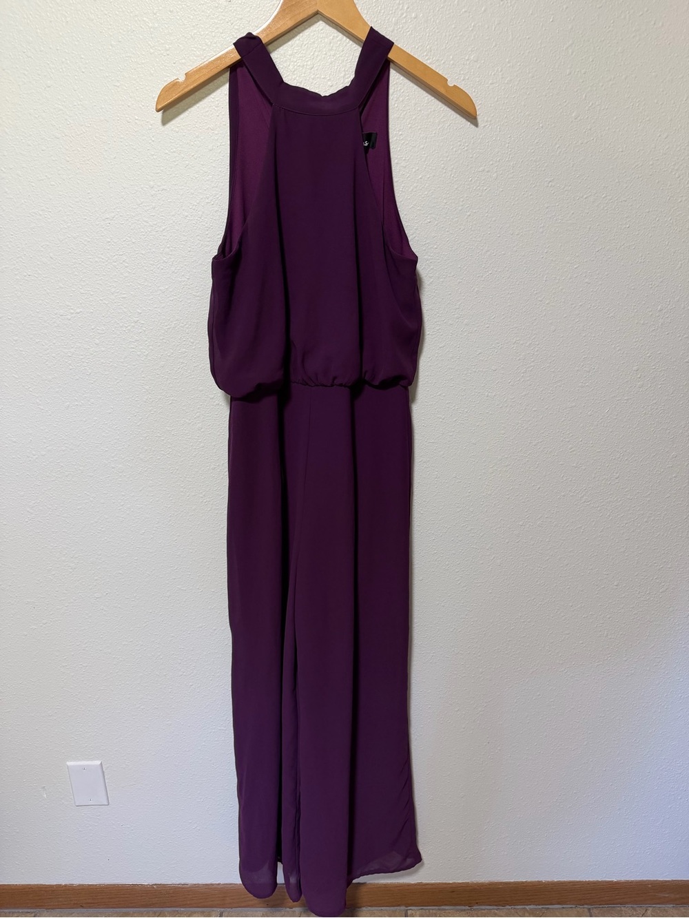 Lulu's Deep Plum Halter Maxi Jumpsuit